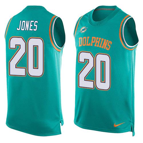 Nike Dolphins #20 Reshad Jones Aqua Green Team Color Men's Stitched NFL Limited Tank Top Jersey - Click Image to Close